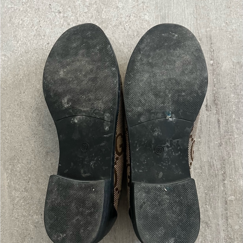 Gucci womens Monogram Brown and Black Loafers - Picture 5 of 5